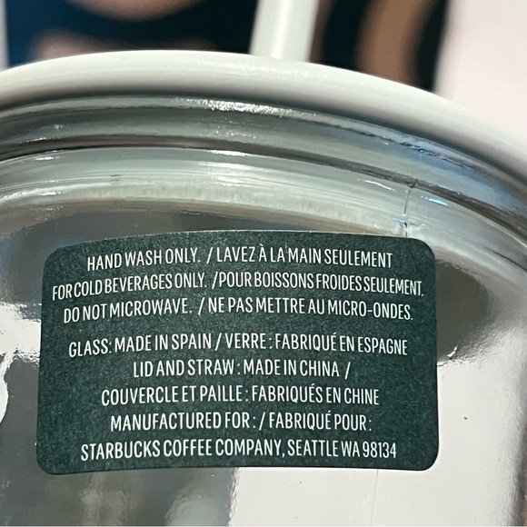 Starbucks Recycled Triangle Glass Cold Cup Tumbler with Straw Green 16oz - Picture 13 of 15
